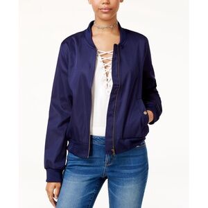 Hippie Rose Indie Blue Jacket‎ Size Small Full Zip Baseball Style Satin Lining